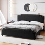 Hannakaisa Upholstered Metal Slat Bed - Chic Decora