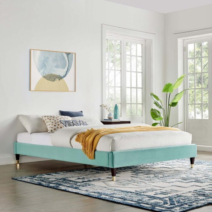 Harlow Performance Velvet Platform Bed Frame - Chic Decora