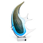 Hartell 17″ Blue Murano Glass Fish Figurine Tabletop Sculpture - Chic Decora