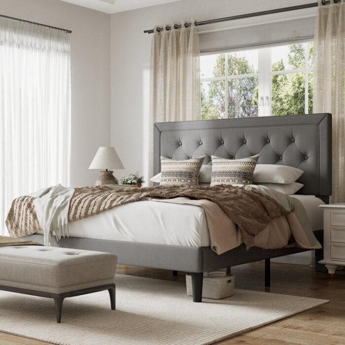 Hegg Tufted Upholstered Platform Bed - Chic Decora