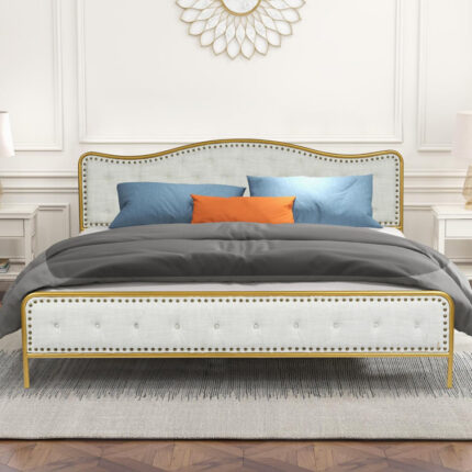 Heikkila Upholstered Platform Bed Frame Heavy Duty with Tufted Headboard, No Box Spring Needed - Chic Decora