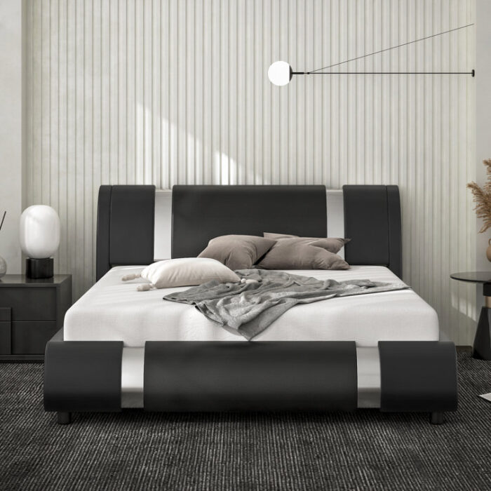 Hejran Vegan Leather Platform Bed - Chic Decora