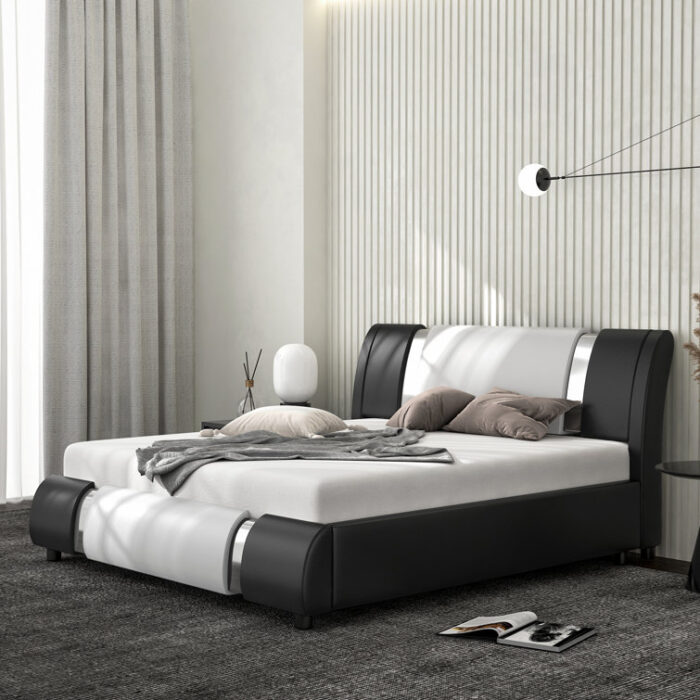 Hejran Vegan Leather Platform Bed - Chic Decora