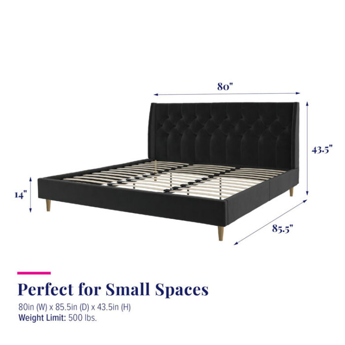 Her Majesty Velvet King Platform Bed - Chic Decora