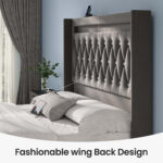 Herica Upholstered Wingback Bed with Headboard, Charging Station and RGB LED Lights - Chic Decora