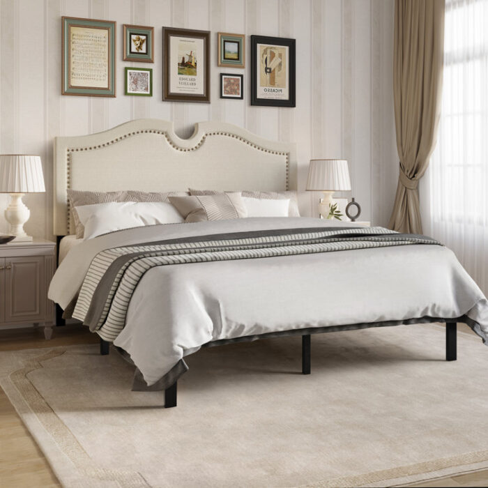 Herlind Upholstered Panel Bed - Chic Decora