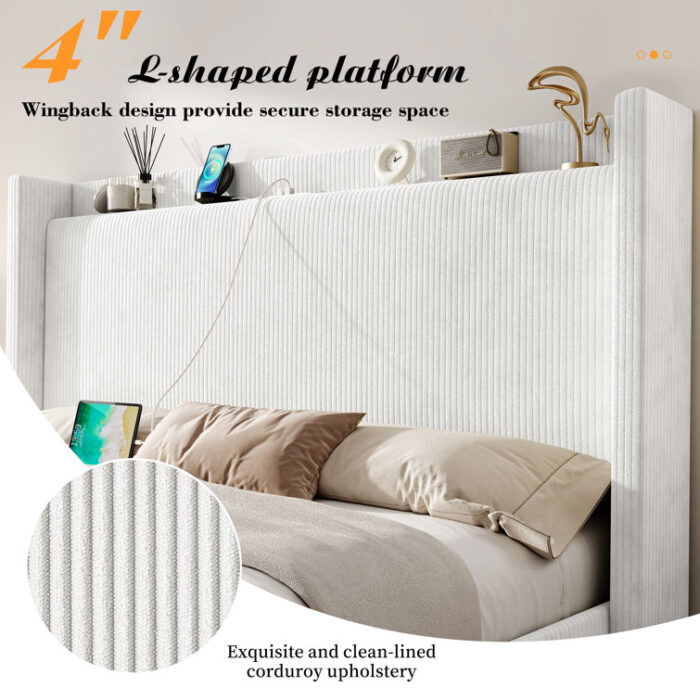 Hisao Upholstered Platform Storage Bed - Chic Decora