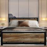 Honani Bed Frame with Headboard – Strong Steel Slat Support - Chic Decora