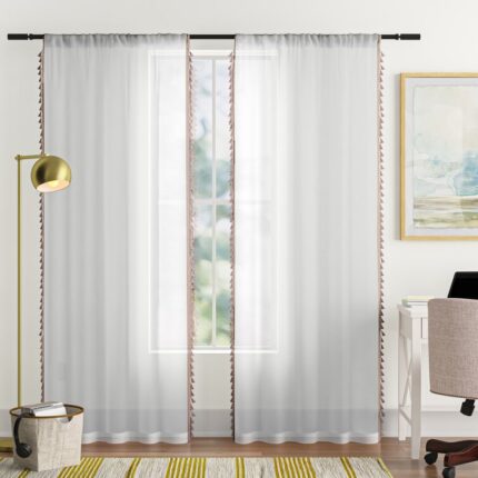 Hucksley Polyester Sheer Curtain Pair (Set of 2) - Chic Decora