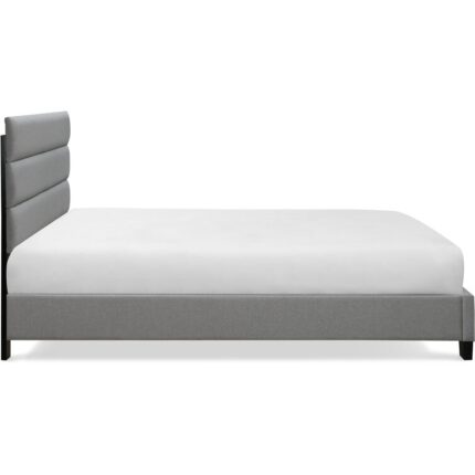 Hudson ClickDecor Hudson Upholstered Platform Bed with Straight Tufted Headboard - Chic Decora