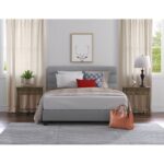 Hudson ClickDecor Hudson Upholstered Platform Bed with Straight Tufted Headboard - Chic Decora