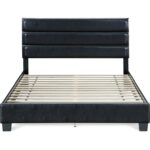 Hudson ClickDecor Hudson Upholstered Platform Bed with Straight Tufted Headboard, Black - Chic Decora