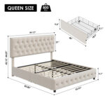 Huyen Upholstered Storage Platform Bed with Adjustable Tufted Headboard and 4 Drawers - Chic Decora