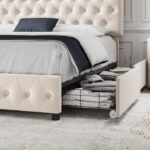 Huyen Upholstered Storage Platform Bed with Adjustable Tufted Headboard and 4 Drawers - Chic Decora