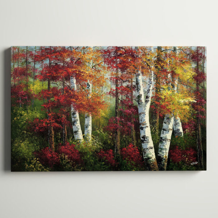 Indian Summer Painting Print on Wrapped Canvas in Red/Green/Yellow - Chic Decora