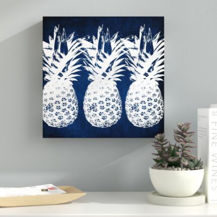 Indigo Pineapple Print on Canvas - Chic Decora