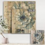 Indigold Watercolor Flower II – Farmhouse Print on Natural Pine Wood - Chic Decora