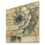 Indigold Watercolor Flower II – Farmhouse Print on Natural Pine Wood - Chic Decora