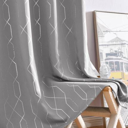 Irmalee Geometric Blackout Thermal Grommet Curtain Panels (Set of 2) - Chic Decora