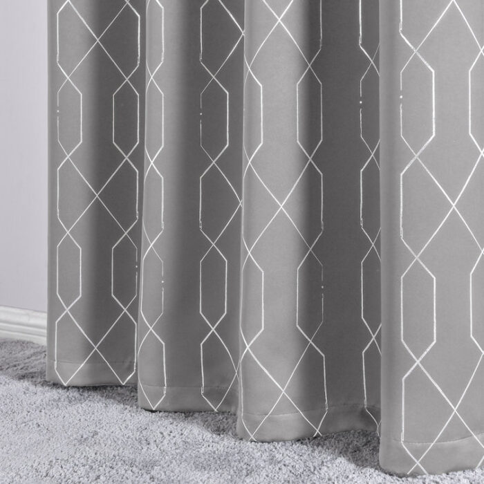 Irmalee Geometric Blackout Thermal Grommet Curtain Panels (Set of 2) - Chic Decora