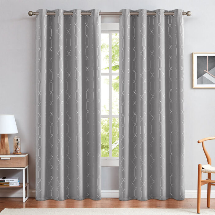 Irmalee Geometric Blackout Thermal Grommet Curtain Panels (Set of 2) - Chic Decora