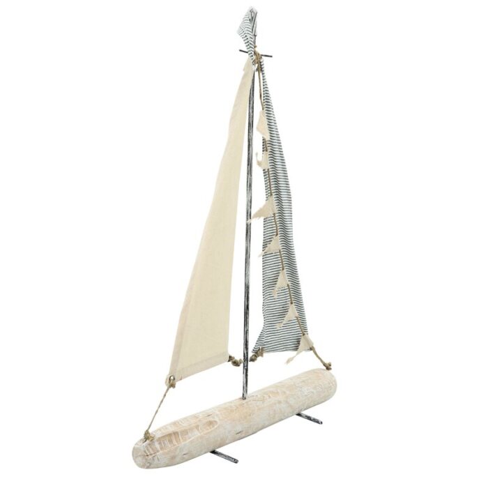 Iron Sailboat with Cloth Sails Home Decor Decorative Sculpture - Chic Decora