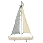 Iron Sailboat with Cloth Sails Home Decor Decorative Sculpture - Chic Decora