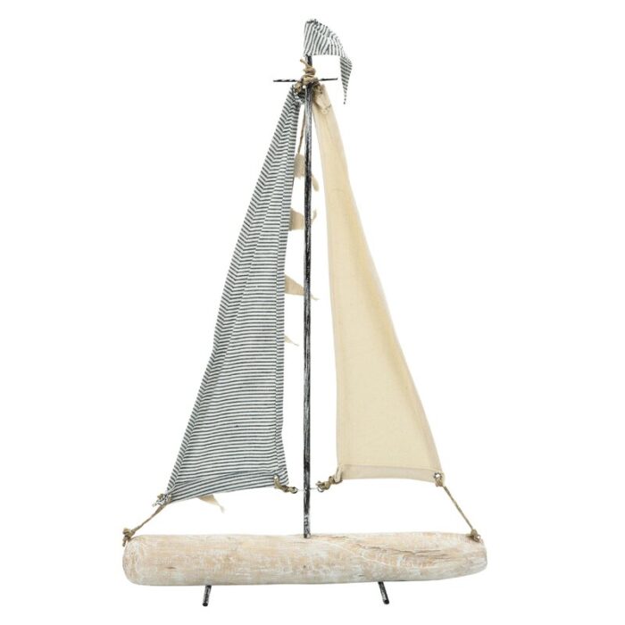 Iron Sailboat with Cloth Sails Home Decor Decorative Sculpture - Chic Decora