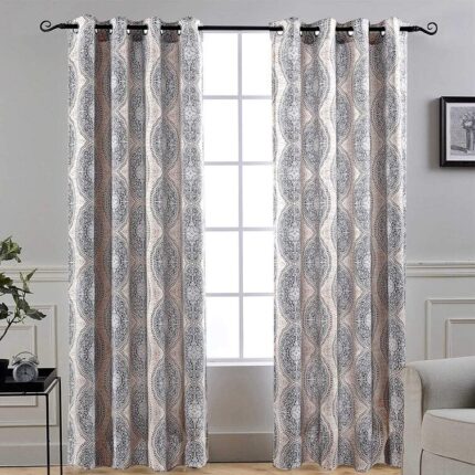 Liliana Velvet Geometric Room Darkening Thermal Pinch Pleat Curtain Panels (Set of 2) - Chic Decora