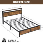 Izzat Industrial Platform Bed with LED Lights and USB Ports - Chic Decora