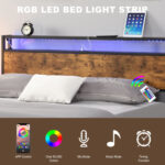 Izzat Industrial Platform Bed with LED Lights and USB Ports - Chic Decora