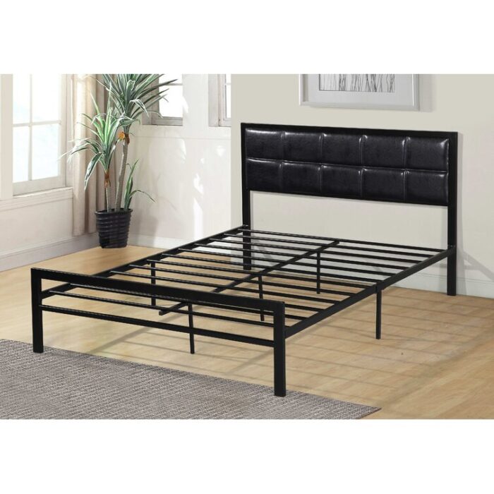 Jaheim Vegan Leather Metal Platform Bed - Chic Decora