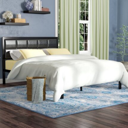 Jaheim Vegan Leather Metal Platform Bed - Chic Decora