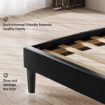 Jahzier Queen-size Bed Frame Black Upholstered Modern Platform Bed With Faux Leather Headboard - Chic Decora