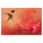 Jai Johnson ” Hummingbird And Peach Hibiscus ” by Jai Johnson - Chic Decora