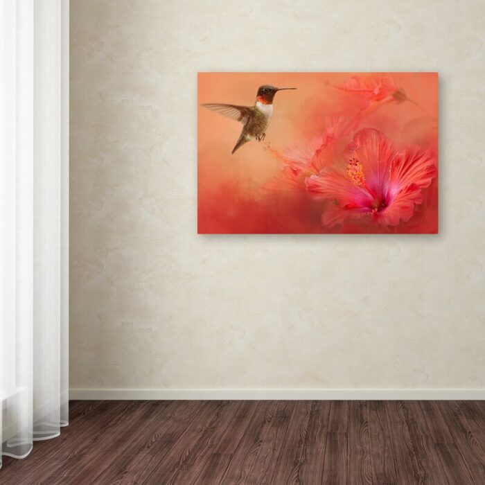 Jai Johnson ” Hummingbird And Peach Hibiscus ” by Jai Johnson - Chic Decora