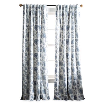 Jakarta Cotton Blend Floral Blackout Rod Pocket Curtain Panels (Set of 2) - Chic Decora