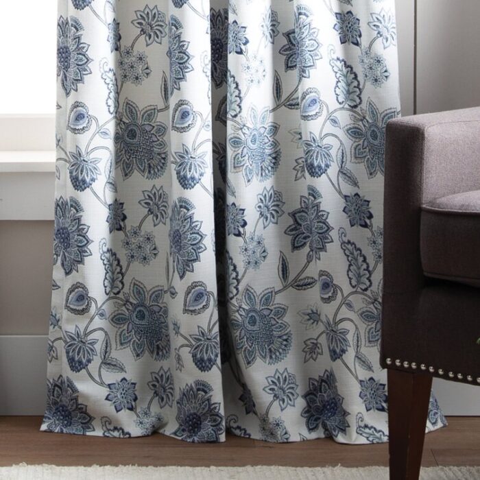 Jakarta Cotton Blend Floral Blackout Rod Pocket Curtain Panels (Set of 2) - Chic Decora