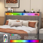 Jaksen Upholstered Bed with LED Lighted Headboard and Sliding Drawers Storage - Chic Decora