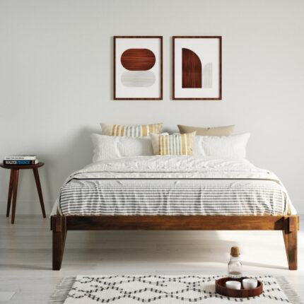 Jamerian Chalipa Solid Wood Platform Bed Frame Without Headboard, Modern Bed - Chic Decora