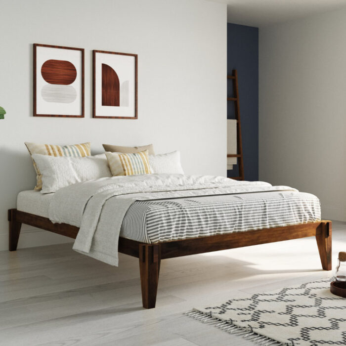 Jamerian Chalipa Solid Wood Platform Bed Frame Without Headboard, Modern Bed - Chic Decora