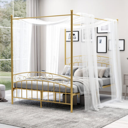 Lequetta Metal Platform Bed - Chic Decora