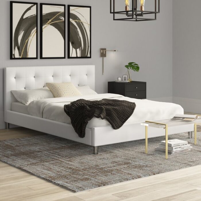 Jasrah Vegan Leather Platform Bed - Chic Decora