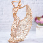 Jegar Golden Polyresin Peacock Figurine In Dancing Pose - Chic Decora