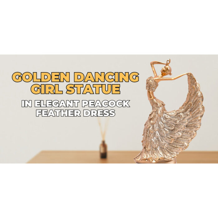 Jegar Golden Polyresin Peacock Figurine In Dancing Pose - Chic Decora