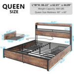 Jerricho Bed Frame with 4 Storage Drawers, LED Bed Frame with Charging Station - Chic Decora