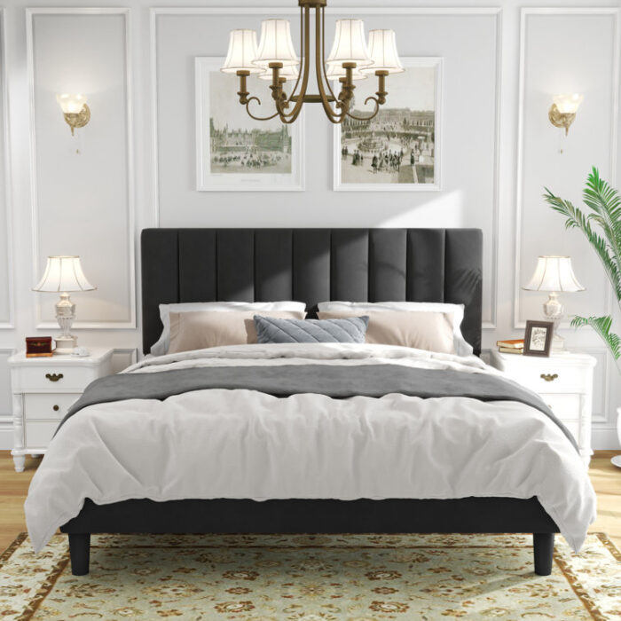 Jerrine Upholstered Platform Bed - Chic Decora