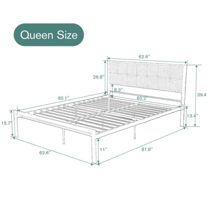 Jerseytown Metal Platform Bed - Chic Decora