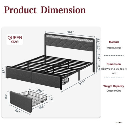 Jesai Platform Bed with Two Drawers - Chic Decora