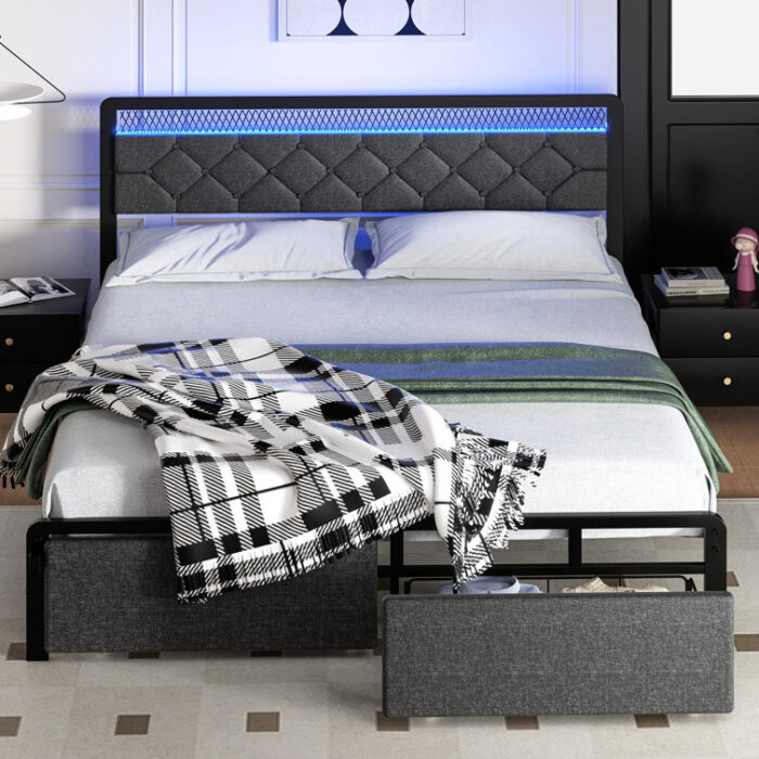 Jesai Platform Bed with Two Drawers - Chic Decora